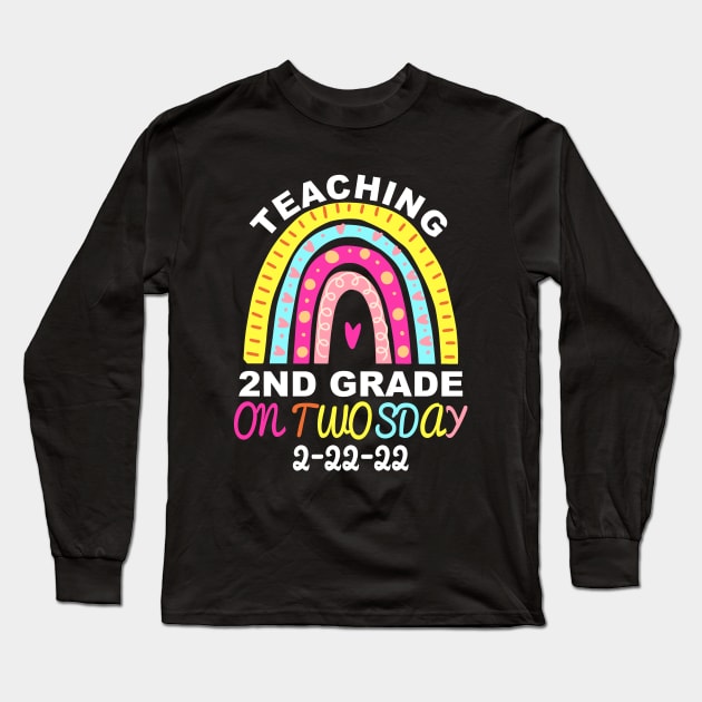 Teaching 2nd Grade On Twosday 2/22/2022 Funny School Teacher Long Sleeve T-Shirt by ZimBom Designer